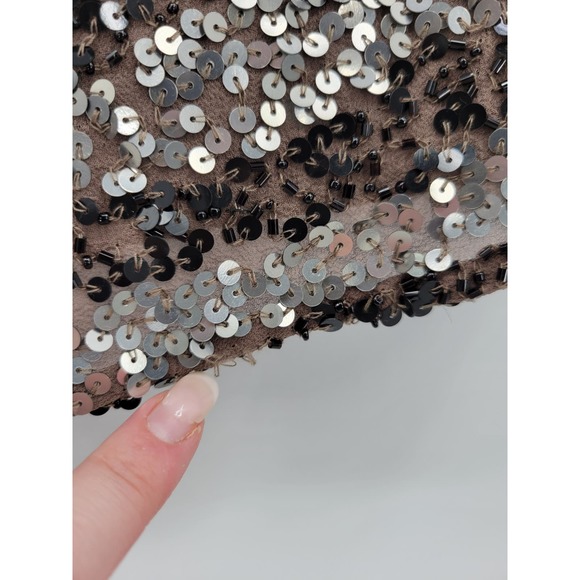 Camille La Vie Sequin 100% Silk Short Mini Dress 10 Short Sleeve - Picture 6 of 10